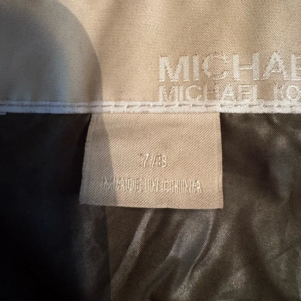 Michael Kors Girls Puffer Jacket‎ 8 Green Pink Zipper Faux Fur Hood Logo Gold